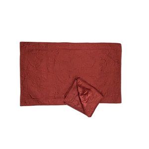 American Century Home Pair Red Shams Pillowcases King Pick Stitch Satin Cotton
